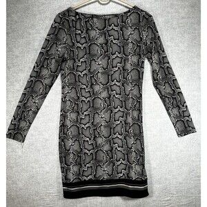 MICHAEL KORS Cobra Snakeskin Print Shift Dress Gunmetal Women’s Size Small
